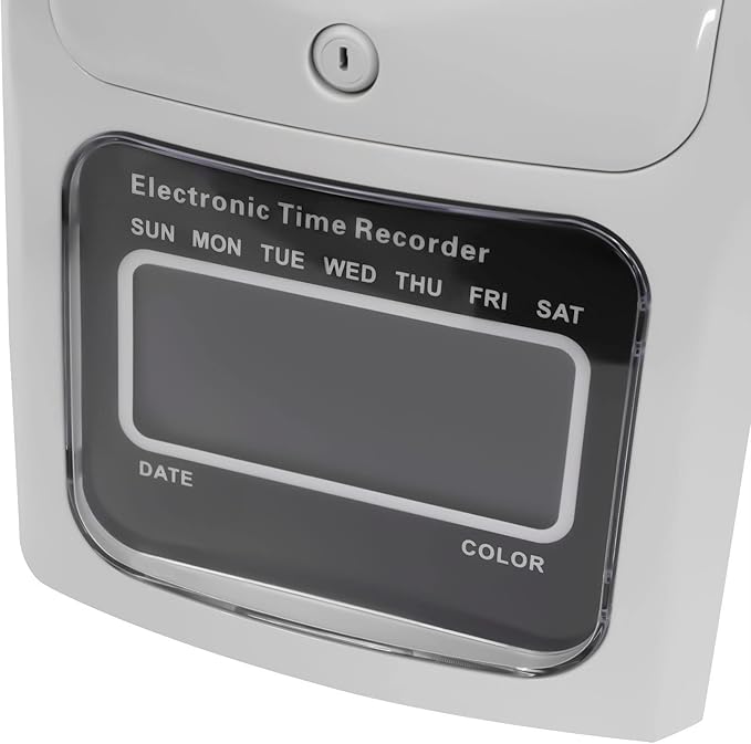 Blisiour Calculating Time Clock, Employees Time Clocks Auto-Align Time Clock Punch Machine, Small Business Punch Clock System, in/Out Time Attendance Machine with 50 Time Cards & Security Key