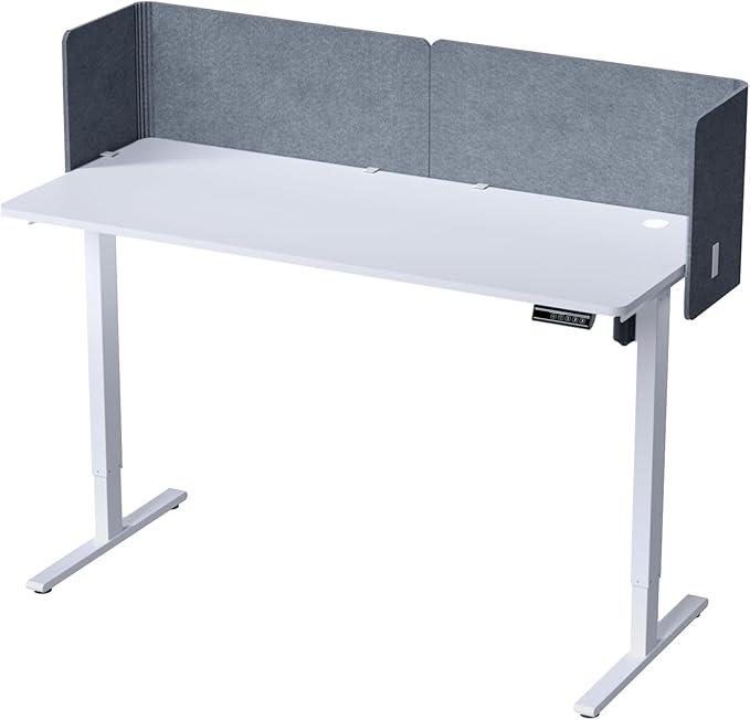 ERGO COLLECT Desk Privacy Panel,2PCS L-Shaped Clamp-On Office Desk Divider,2-in-1 Adjustable Acoustic Desktop Partition Or Under Desk Modesty Screen,for Office,Home,Felt(Grey, 47.2" x 17.7")