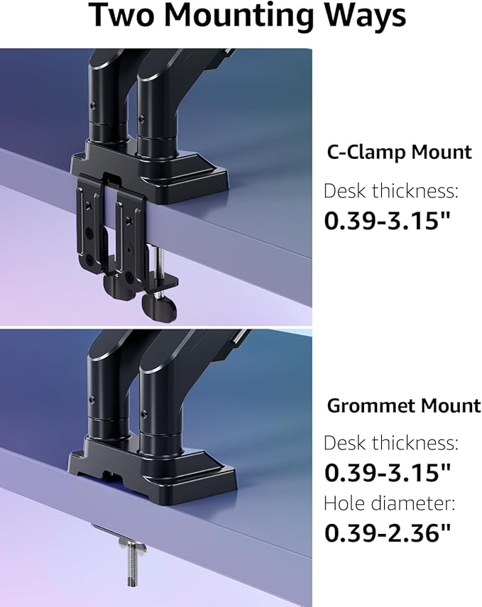 MOUNTUP Dual Monitor Stand for Max 43 inch Screens, Ultrawide Monitor Arm Height Adjustable, Heavy Duty Dual Monitor Mount, Full Motion Premium Monitors Arm, Holds 2.2 to 33 lbs, VESA Desk Mount
