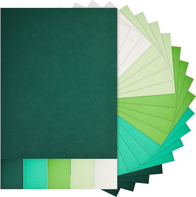 Sinmoe 100 Sheets 5 Shades Cardstock Paper 8.5 x 11 Inches 180gsm Solid Core Printer Paper for Scrapbooking DIY Arts Crafts Making Office Home Supplies (Green Series)