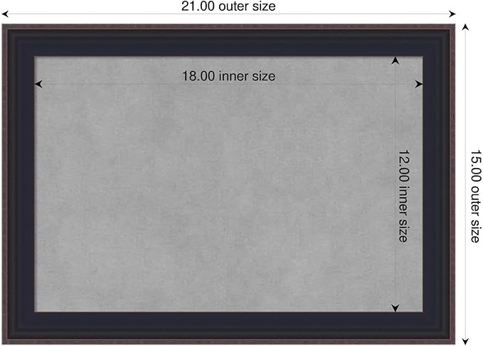 Amanti Art Black Framed Magnetic Board 15x21 Small Vision Board for use with Magnets, 100% Metal Sheet to Display Items as Office Decor or for Home Organization in mudroom, Kitchen or Kids Room