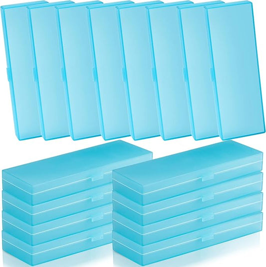 Fainne 24 Pcs Plastic Pencil Case Bulk Pencil Boxes Plastic Stationery Case Frosted Pen Box Pen Holder with Hinged Lid Snap Closure for Office(Single Layer,Blue,7.09 x 2.36 x 0.98 Inch)