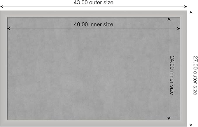Amanti Art Silver Framed Magnetic Board 27x43 Large Vision Board for use with Magnets, 100% Metal Sheet to Display Items as Office Decor or for Home Organization in mudroom, Kitchen or Kids Room
