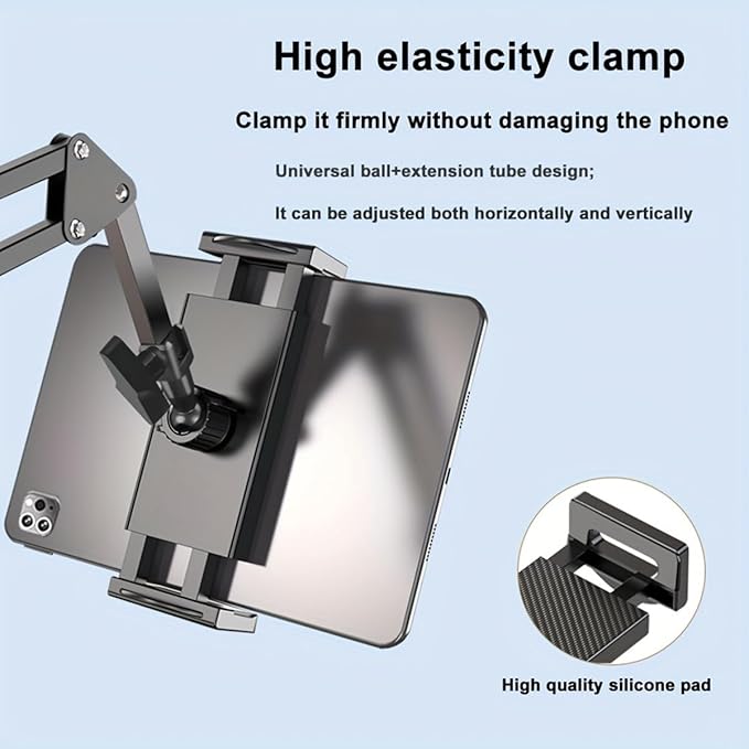 Hosann Century Tablet Floor Stand Holder[59“Height Adjustable] 360° Rotatable Metal Tablet Stand,with Heavy Duty Base for 4.7-12.9” Devices,iPad Pro Air Mini,Kindle,Tabs,E-Readers