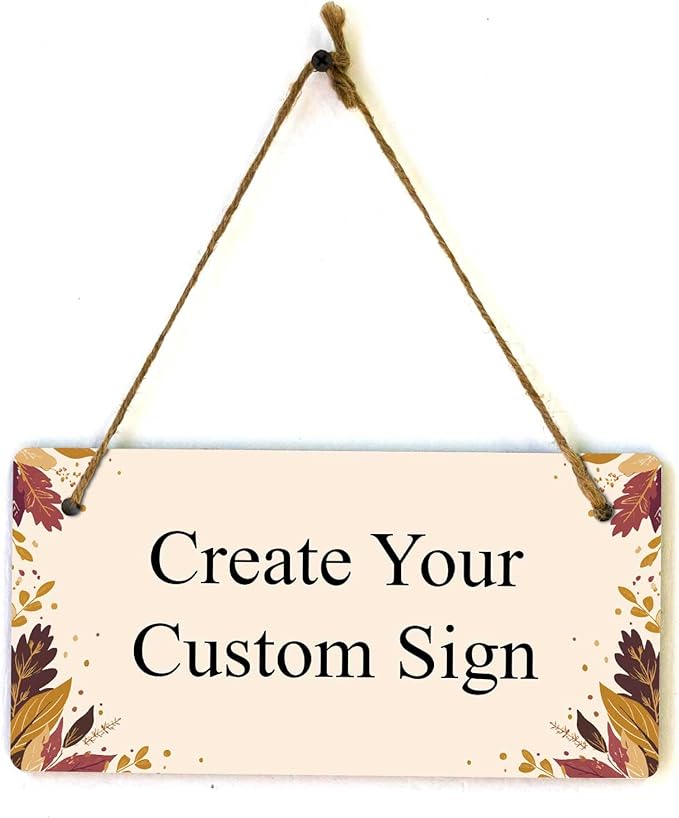 Signs ByLITA Autumn Leaves Personalized Hanging Wall or Door Sign (5 x 10") | Custom Signage for Your Home & Business