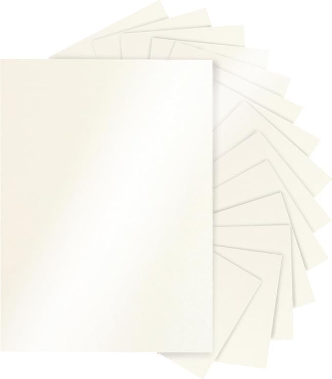 Silunkia 120 Sheets Cream Shimmer Cardstock 8.5 x 11 Off White Paper, 250gsm/92lb Premium Glossy Paper Card Stock for DIY Cards Making, Wedding Invitations, Anniversaries, Business Cards, Menus