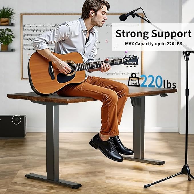 BIZUM Electric Standing Desk Frame, Height Adjustable Sit Stand Desk Base with Memory Preset Button, USB Port for Home Office, Black Frame Only
