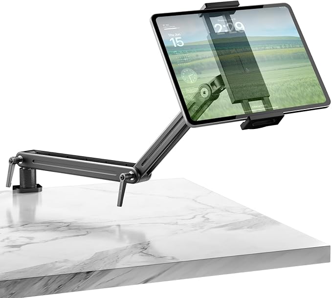 Feising Mount Soporte para Tablet/Portable Monitor/Ereader - Strong Bearing Weight over 5.5lbs with Built-in Adjusting Wrench with 360°Rotate Base Fits for ipad 4.7-15.6" Tablet Stand Holder