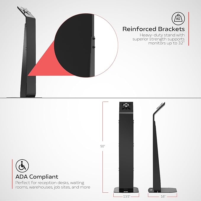Premium Monitor Floor Stand - CTA Premium Floor Stand for Monitors up 32" - Black - (ADD-PARAFSM)