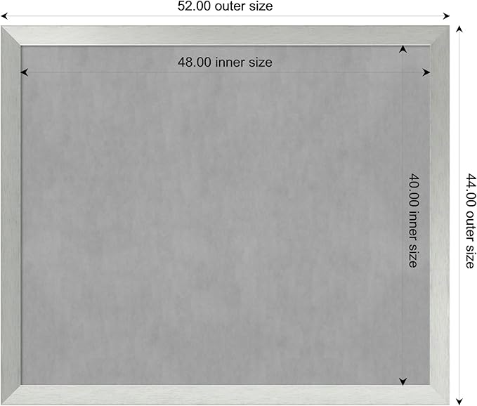 Amanti Art Silver Framed Magnetic Board 44x52 Oversize Vision Board for use with Magnets, 100% Metal Sheet to Display Items as Office Decor or for Home Organization in mudroom, Kitchen or Kids Room