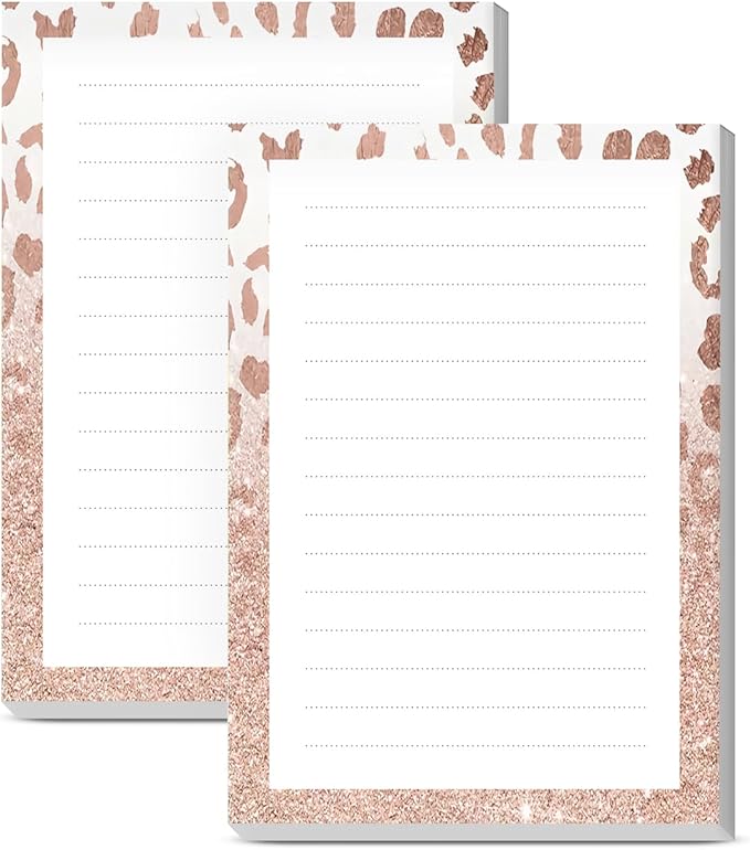 SXboxing Sticky Notes 4X6 Inches, 2 Pack Large Cute Self-Stick Pads, Bright Funny Memo Pads Easy to Stick for Home, Office Glitter Pink Leopard