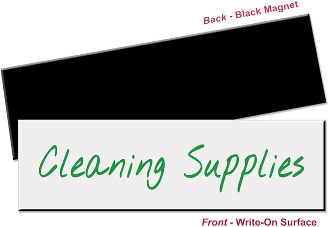 Write-On Magnetic Rack/Shelf Labels (6" x 2"). Includes a 10-Pack of Reusable Magnetic Strips for Easy Warehouse or Office Organization. Durable and Versatile.