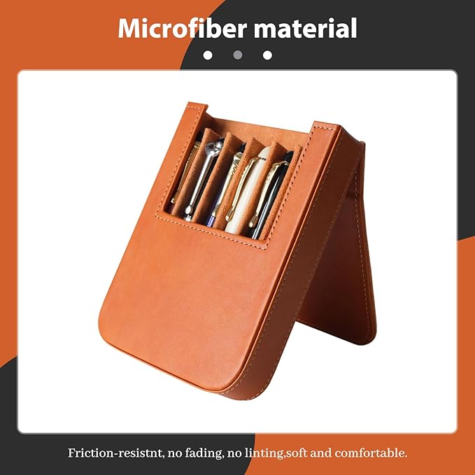 MIVLXLX Leather 6 Fountain Pen/Pencil Tray Case, Handmade, Magnetic Closure with Drawer Design, Gift Choice for Man/Woman/Office, 6 Slots（brown）