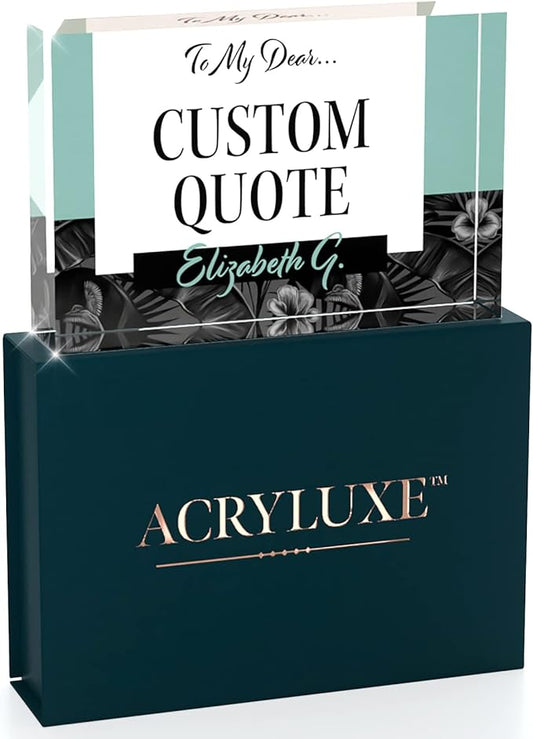 Custom Acrylic Sign Personalized, Custom Desk Name Plate, 18 Styles, (4"x6"), With Gift Box, USA Made by Acryluxe. (Holman)