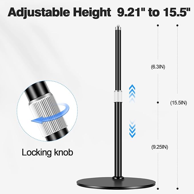 Nycetek Webcam Tripod Stand for Desk: Webcam Stand for Logitech Brio | C920 | C922 | C615 | C930e - Height & Angle Adjustable Desktop Tripod for Light & 1/4" Thread for Live Streaming | Video Calling