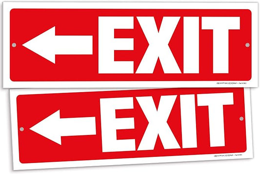 iSYFIX Exit Signs - 2 Pack 12x4 Inch Directional Left Arrow Signs, 40 mil Polystyrene Plastic, UV Laminated, Scratch & Fade Resistant, Waterproof - Ideal for Office, Theater, School, Business