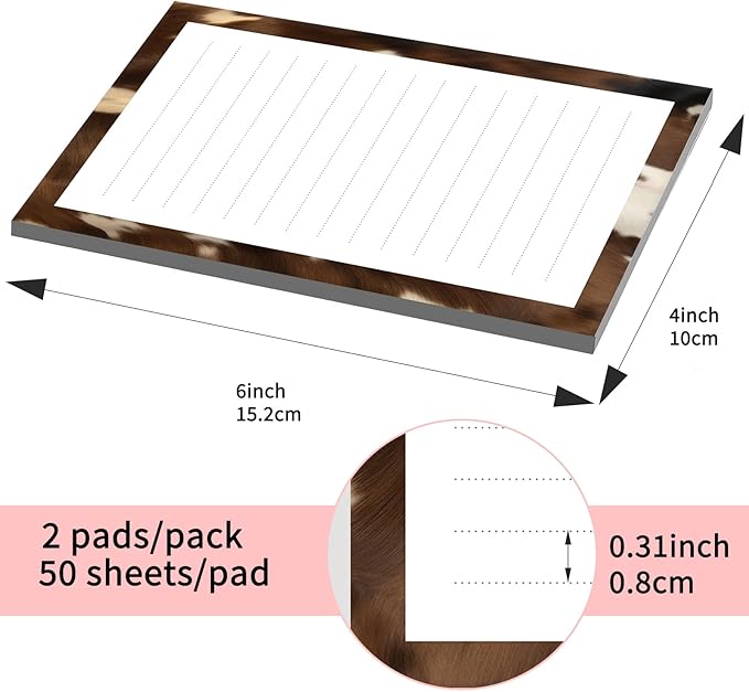 SXboxing Sticky Notes 4X6 Inches, 2 Pack Large Cute Self-Stick Pads, Bright Funny Memo Pads Easy to Stick for Home, Office Retro Brown Cowhide