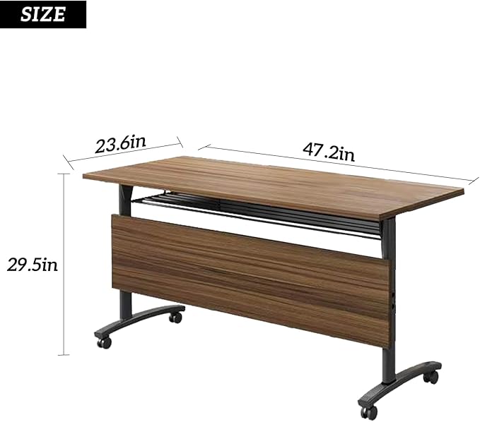 Folding Conference Table On Wheels Conference Room Table,Flip Top Mobile Office Training Table,Foldable Conference Training Senimar Room Tables,Rolling Meeting Table With Silent Wheels(6pack47in) ﻿