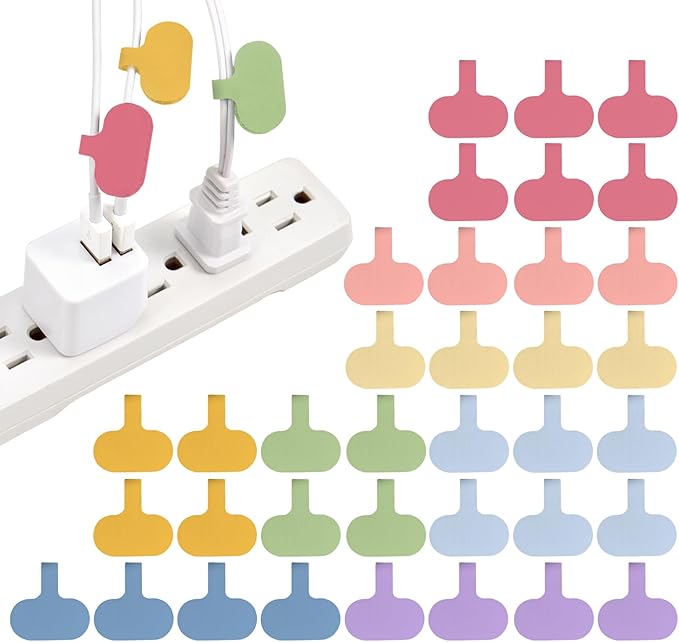 Wrap-It Storage Cable Labels - Oval, Macaron (36 Pack) - Write On Cord Labeler Wire Label Tags