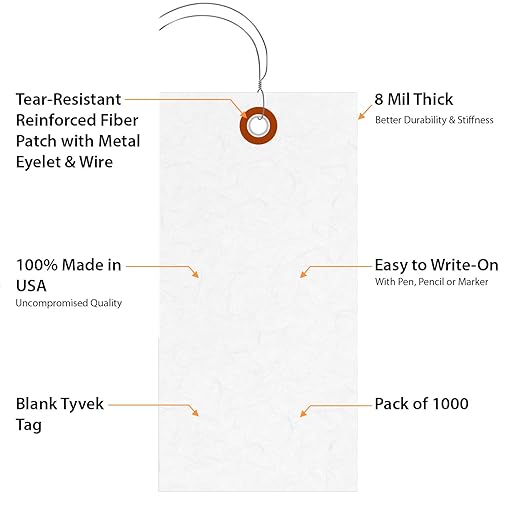 SmartSign White Shipping Tags with Wire, Size #6, Pack of 1000 | 5 1/4" x 2 5/8"