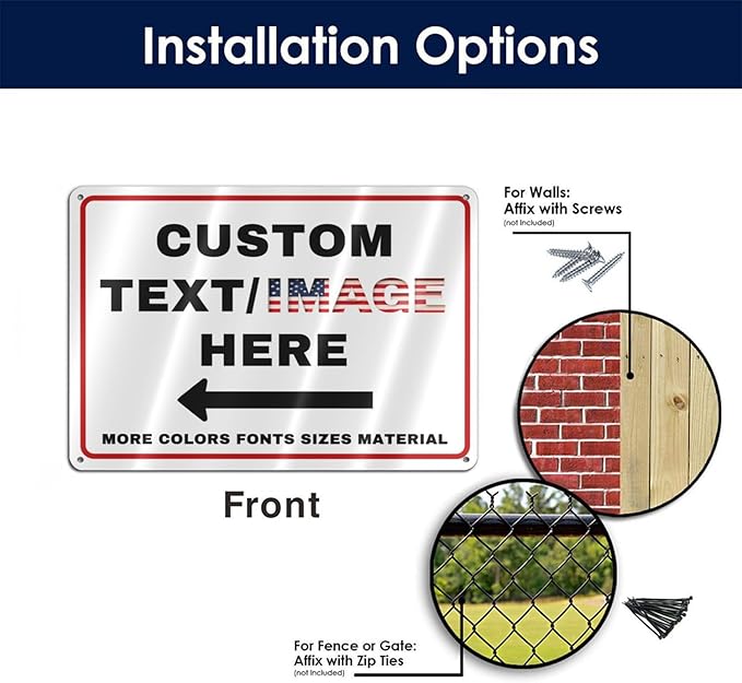 Custom Directional Arrow Sign, Glow in the Dark/Reflective Option, Personalized Metal Address Plaque, Customize for Business Logo, Office, Home, Yard, Outdoor 10''x7''