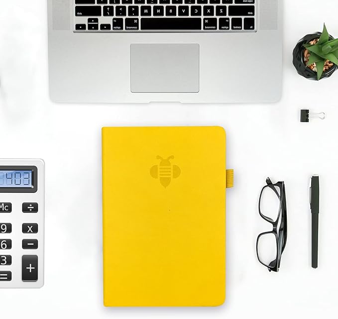 KUMEER Check Register – Elegant Check Registers for Personal Checkbook with Check & Transaction Registers, Hardcover Checkbook Log 5.2x7.6" (Yellow)