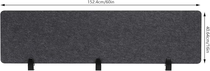 2pcs Privacy Panel, Standing Desk Divider 60"x16" Desktop Office Furniture Partitions, Clamp-On Acoustic Desk Divider Mounted Privacy Panel to Reduce Noise and Visual Distractions (Dark Grey)