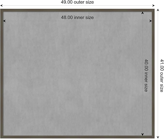 Amanti Art Grey Framed Magnetic Board 41x49 Oversize Vision Board for use with Magnets, 100% Metal Sheet to Display Items as Office Decor or for Home Organization in mudroom, Kitchen or Kids Room
