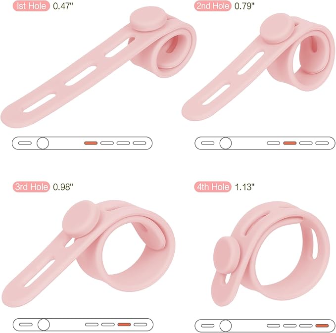 Donruby 24Pcs Silicone Cable Ties - Reusable & Washable with Locking Buckles, Adjustable Fastening Cable Management Straps, Multi-Purpose High Elasticity Cord Organizer (Pink)