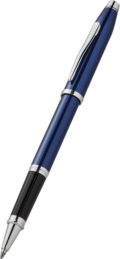 Cross Century II Polished Translucent Cobalt Blue Engraved Diamond Pattern with Polished Chrome Appointments Ballpoint Pen