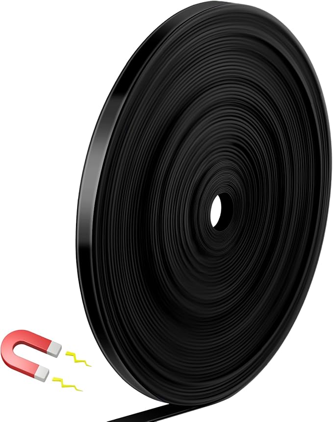 AmazingSpark Magnetic Tape Roll Thin Strips, 0.39 Inch x 66 Feet Magnetic Board Dividers Whiteboard Graphic Decorative Tape Marking Line for Classroom Office Art Accessories(Black)