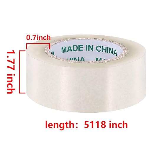 TUDCAMAX Transparent Packaging Tape for Sealing & Packaging, 1Roll - 1.77in × 0.7in ×142yards, High Tensile Strength, High Tack, Secure Hold