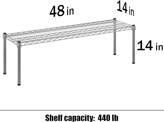 Regal Altair 14" Deep x 48" Wide x 14" Height Wire Shelving Kit | 1-Tier | NSF Commercial Storage Rack Unit