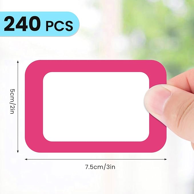 Name Tags,240 Pcs Name Tag Stickers for Classroom 2"x 3"Waterproof Name Labels for Locker&Water Bottles Adhesive Labels for Preschool,Classroom,Teacher,Party,& Home Decor (White+Multi-Color)