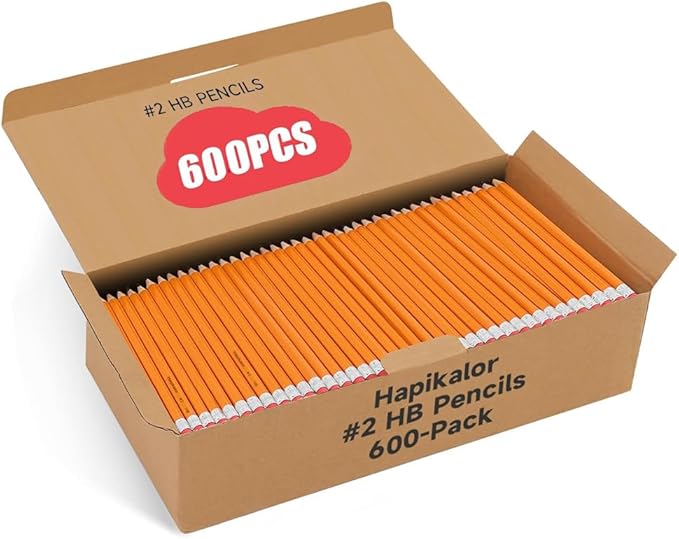 600 Pack Sharpened #2 HB Pencils with Erasers, Bulk Pack Graphite Pencils for School Classroom Teacher Supplies, Writing, Drawing and Sketching, Gifts for Kids Party Favors