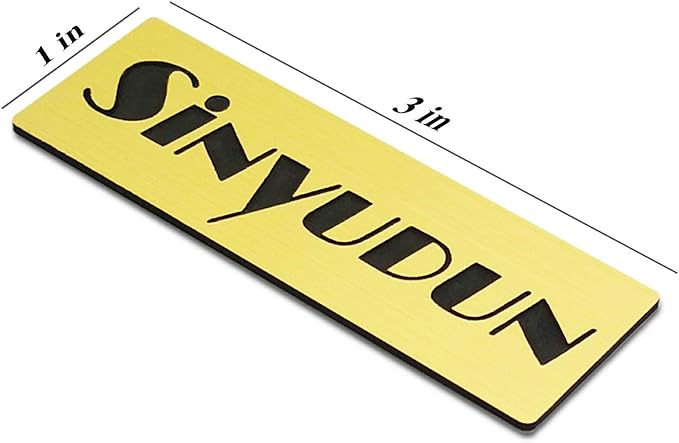 Custom Engraved Name Tag Badges for Business, Personalized Identification with Pin, Magnetic, Adhesive, or Blank Backing, 1"x3", Gold/Black Text