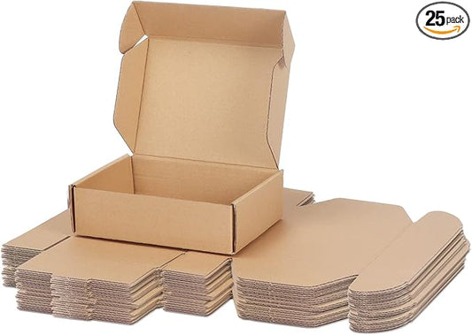 PHAREGE 7x5x2 inch Shipping Boxes Bulk 25 Pack Brown, Tab Lock Tuck Top Mailer Boxes for Packaging Small Business, Small Cardboard Gift Boxes for Wrapping Mailing Present