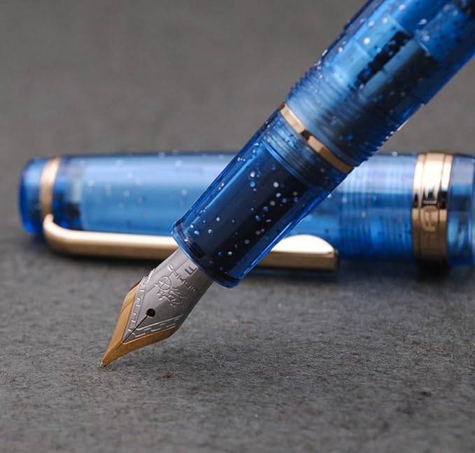 JINHAO 82 Fountain Pen (Transparent Fluorescent Blue,Fine Nib 0.5mm)