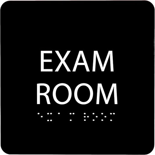 ADA CENTRAL SIGNS - 6" X6" Exam Room Sign - ADA Compliant Tactile Graphics Grade 2 Braille Text Acrylic Wall Signs - Educational Institution Directional Assistance Test Center Door Sign for Schools