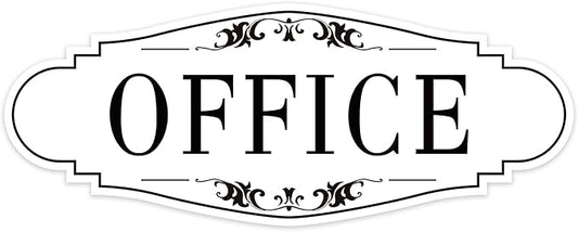 The Office Door Sign for Home and Business，Self-Adhesive Waterproof and Fade-Resistant Modern Office Sign Sticker for House，Business，Door, Window Decor（White）