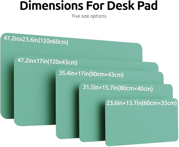 YSAGi Leather Desk Protector, Office Mat, Large Mouse Mat, Non-Slip PU Leather Blotter, Laptop Desk Pad, Waterproof Writing Pad for Office and Home (Green-Blue, 47" x 17")
