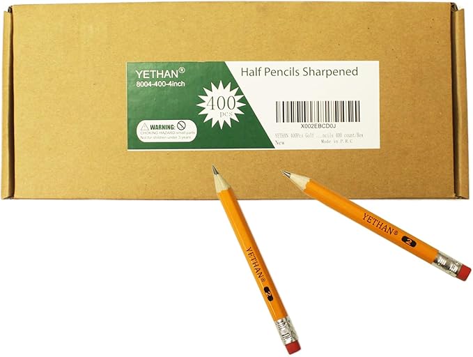 YETHAN 400Pcs Golf Pencils with Eraser Tops, Hexagon Wooden pencils, Pre Sharpened 2# HB Half Golf School Office 4" Mini 400 count/Box