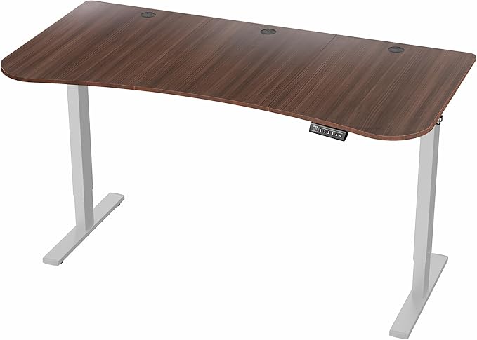 VIVO Electric 63 x 32 in Standing Desk, Memory Height Adjustment, 1B Series, Holds 220 lbs, Dark Walnut Top Gray Frame, DESK-KIT-1G1D