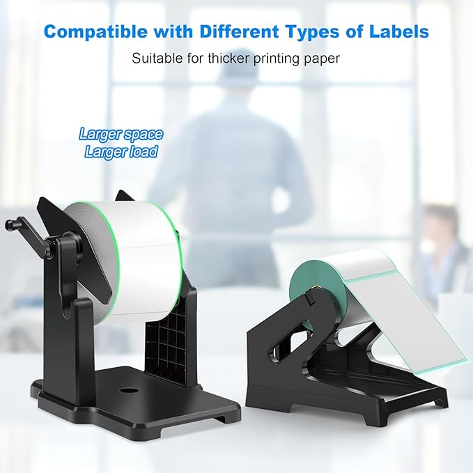 Vazioyar Label Holder for Rolls and Fan-Fold Labels，Compatible with Manual Recycling of Label Rolls(Large Holder)