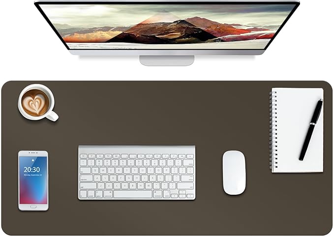 Boutilon Leather Desk Pad Protector,Non-Slip Mouse Pad,Laptop Desk Pad,Office Mouse Mat,Waterproof Leather Desk Blotter,Desk Writing Pad for Office and Home (M-Coffee,30"x14")