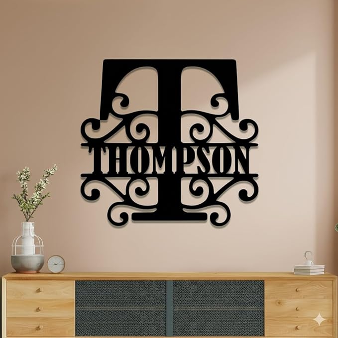 Custom Metal Signs | Personalized Monogram Name Sign | Outdoor Wall Art for Family Name | Custom Name Metal Sign, Last Name, Anniversary, Wedding Gifts for Women, Wife, Parents, couple (6'') (Design 8)