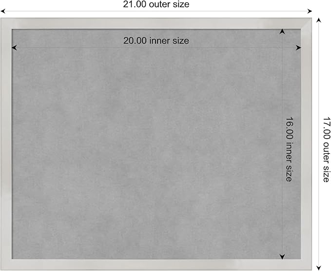 Amanti Art Silver Framed Magnetic Board 17x21 Small Vision Board for use with Magnets, 100% Metal Sheet to Display Items as Office Decor or for Home Organization in mudroom, Kitchen or Kids Room