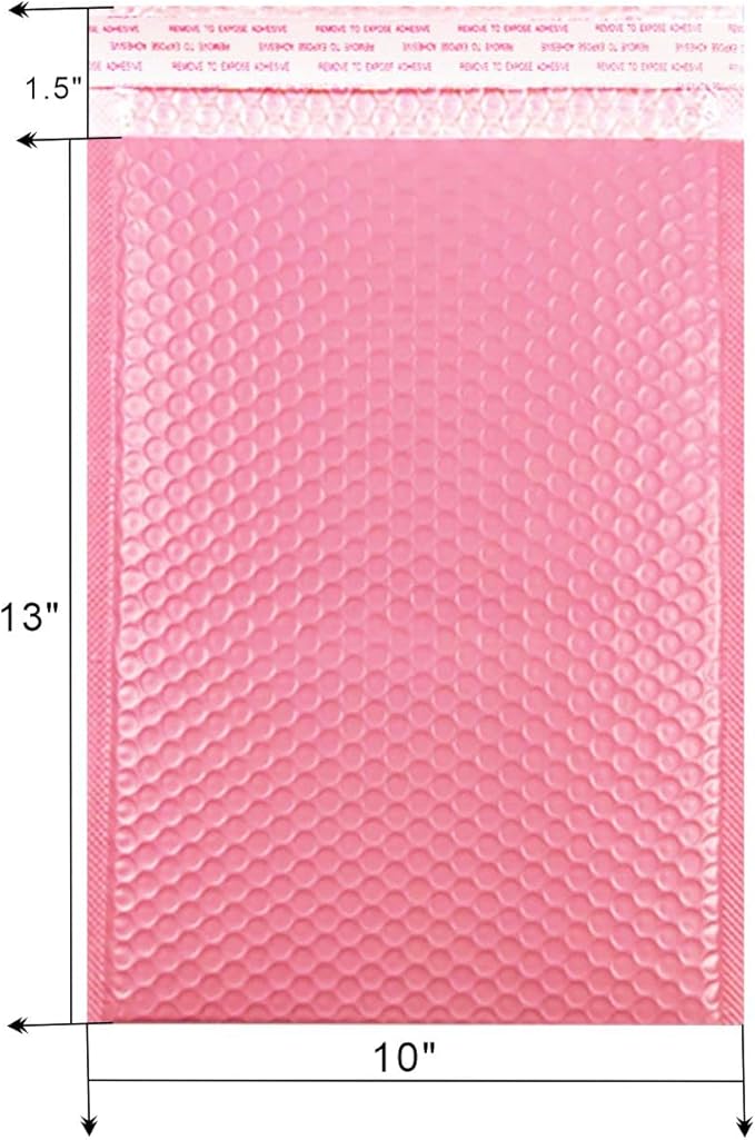 Bubble Mailers MEIANJU 13x10 inch Bubble Mailer Packaging Mailing Envelope Bags Shipping Bag Bulk Seal Package Mail Packing Business Supplies,pink25-Pack