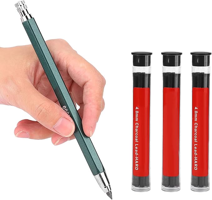 Fayelume 4mm Lead Holder, Mechanical Pencil Lead, Clutch Pencil, with Charcoal Pencils Core, for Art Sketching Calligraphy Marking