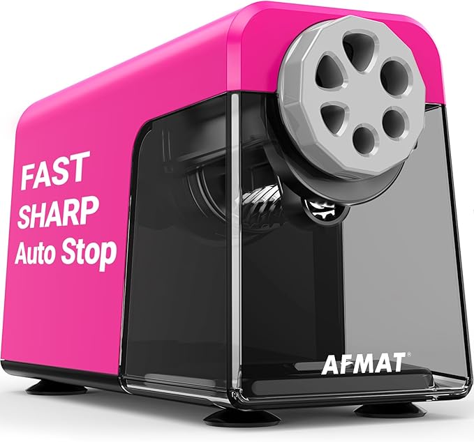 AFMAT Heavy Duty Electric Pencil Sharpener, 6 Holes, Auto Stop Pencil Sharpeners Plug in, Classroom Pencil Sharpener for 6-11mm Pencils, Super Fast, Save Pencils, Teacher Must Have, PSX1